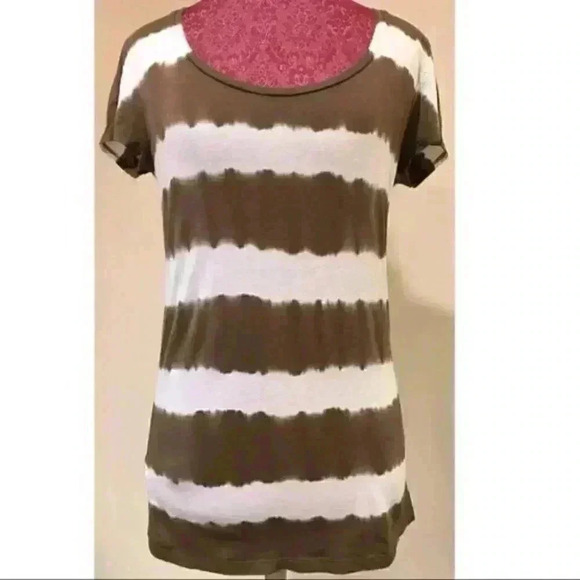 Ann Taylor Top S Striped Tie dye 60 pima cotton - Picture 1 of 9